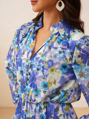 Beatnik Blue Peasant Womens Dresses Beatnik