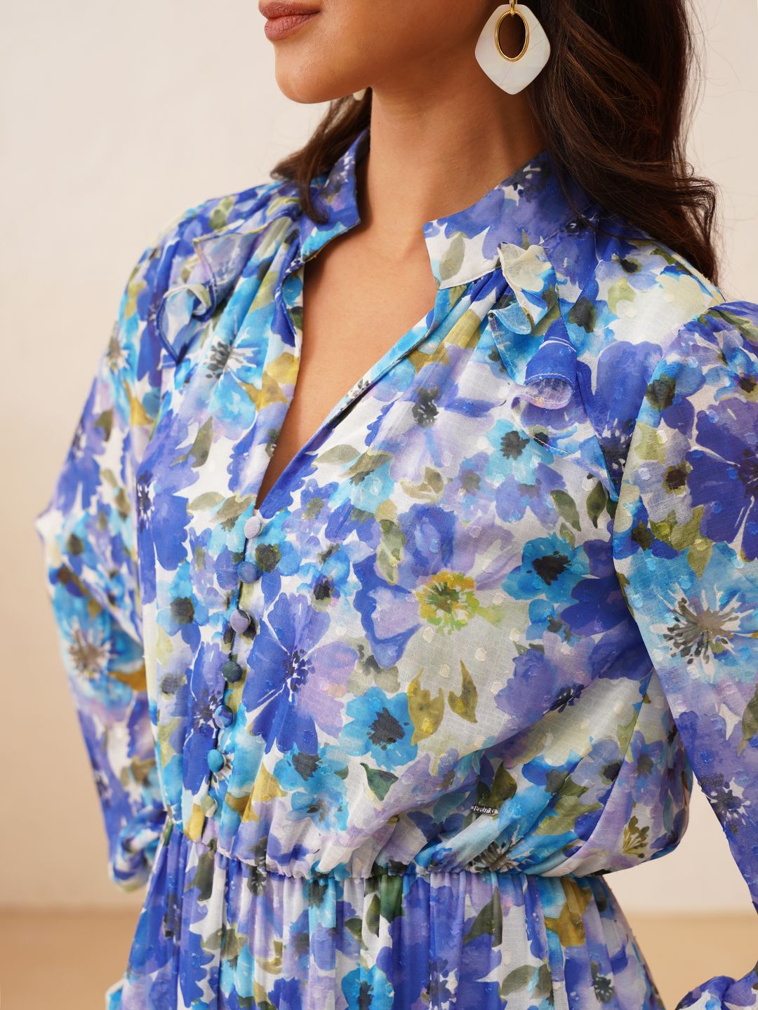 Beatnik Blue Peasant Womens Dresses Beatnik