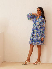 Beatnik Blue Peasant Womens Dresses Beatnik