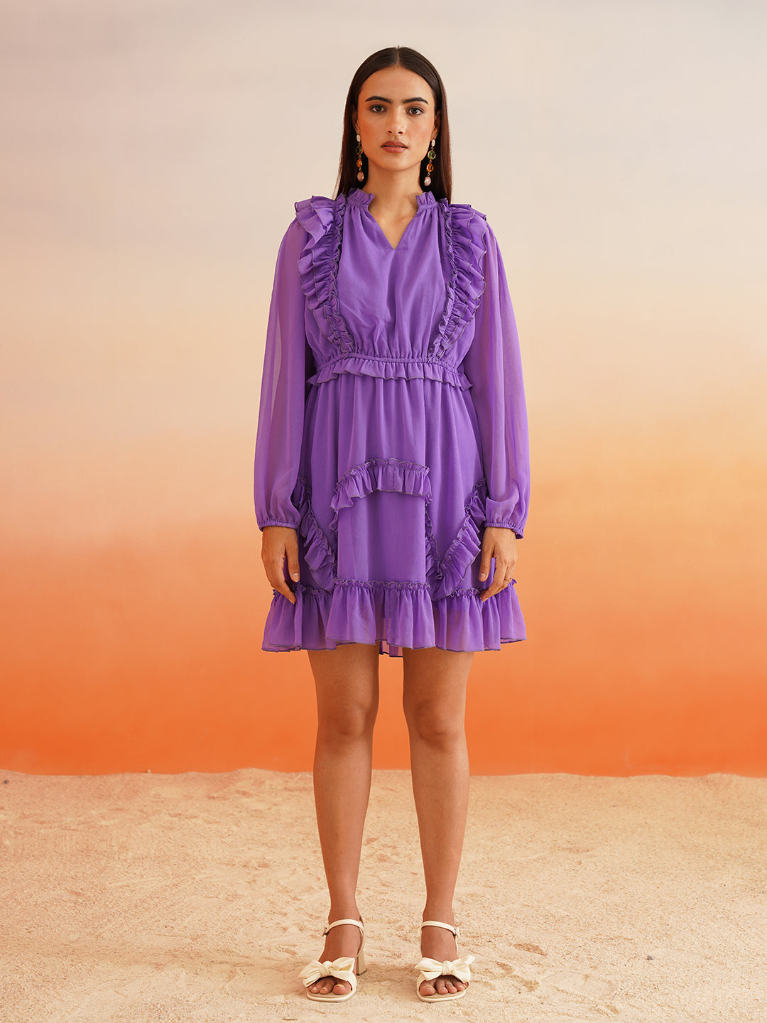 Elegance Purple Blouson Womens Dresses Beatnik