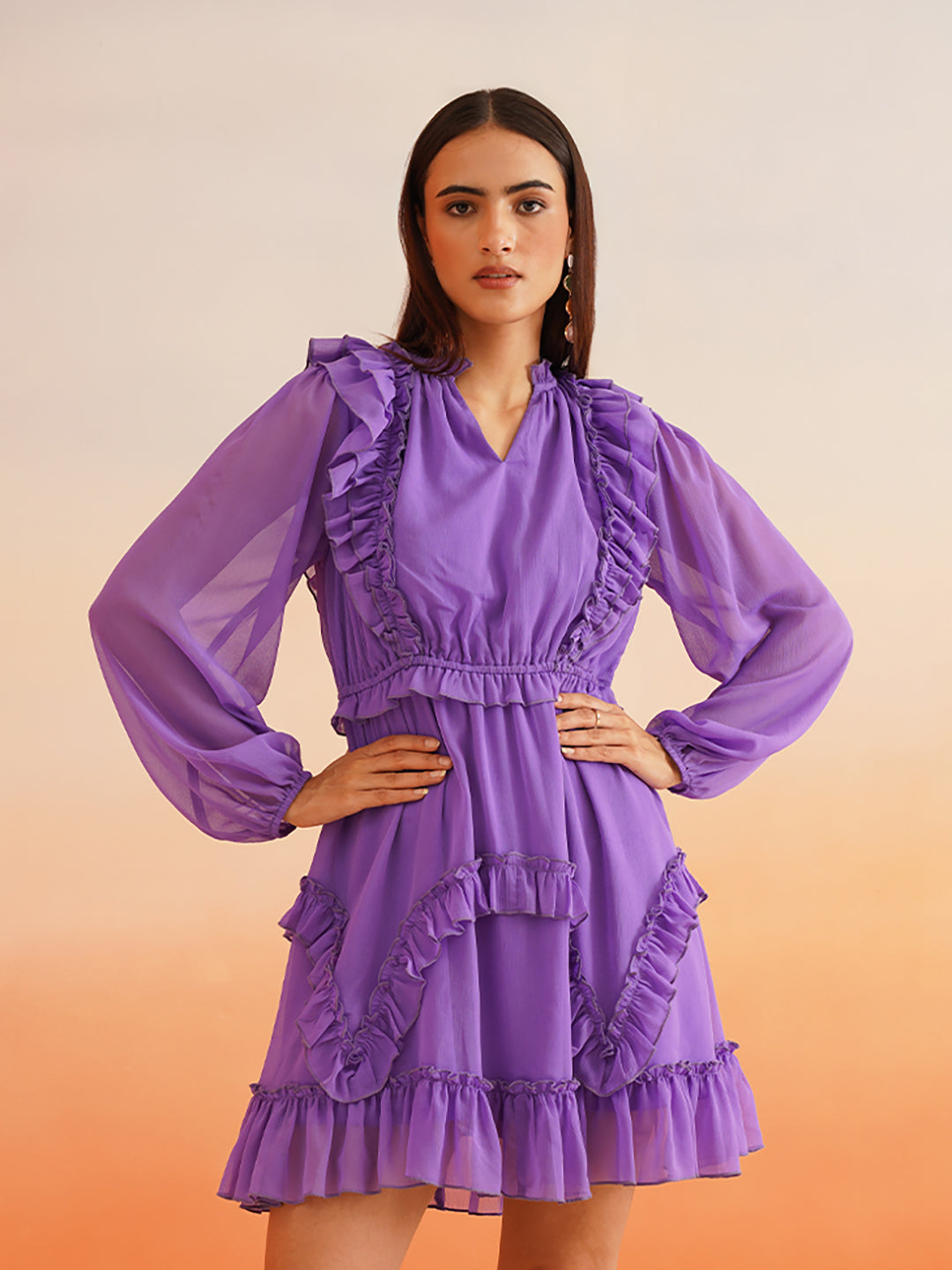Elegance Purple Blouson Womens Dresses Beatnik