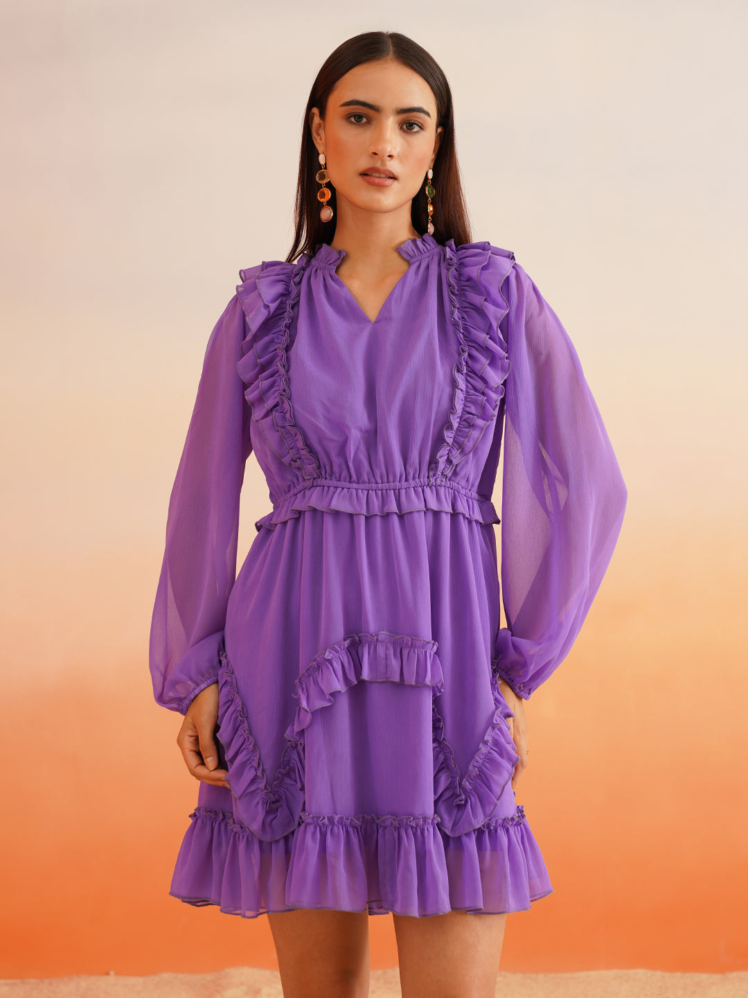 Elegance Purple Blouson Womens Dresses Beatnik