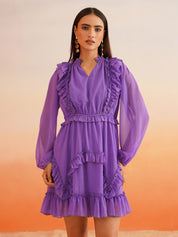 Elegance Purple Blouson Womens Dresses Beatnik