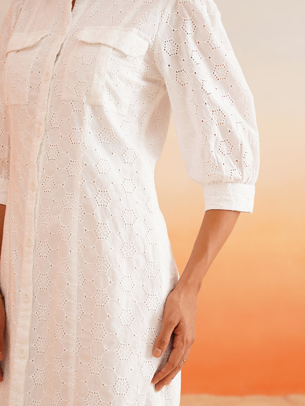 Beatnik White Shirt Schiffli Womens Dresses Beatnik