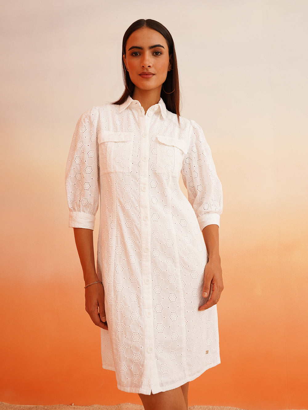 Beatnik White Shirt Schiffli Womens Dresses Beatnik