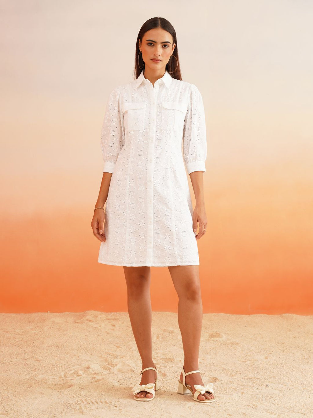 Beatnik White Shirt Schiffli Womens Dresses Beatnik