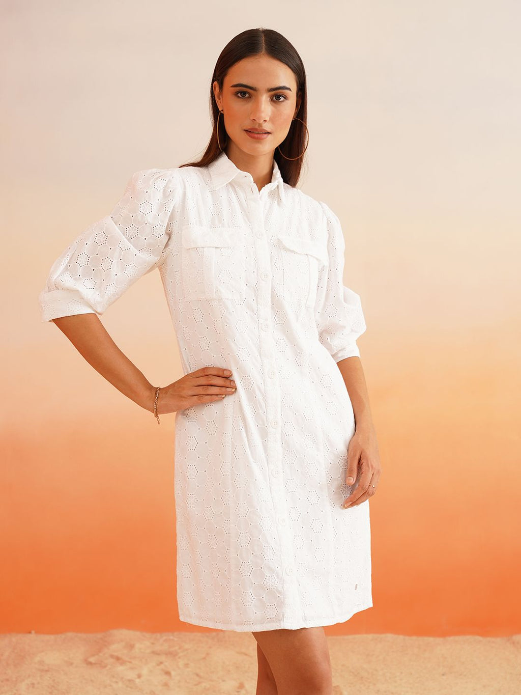 Beatnik White Shirt Schiffli Womens Dresses Beatnik