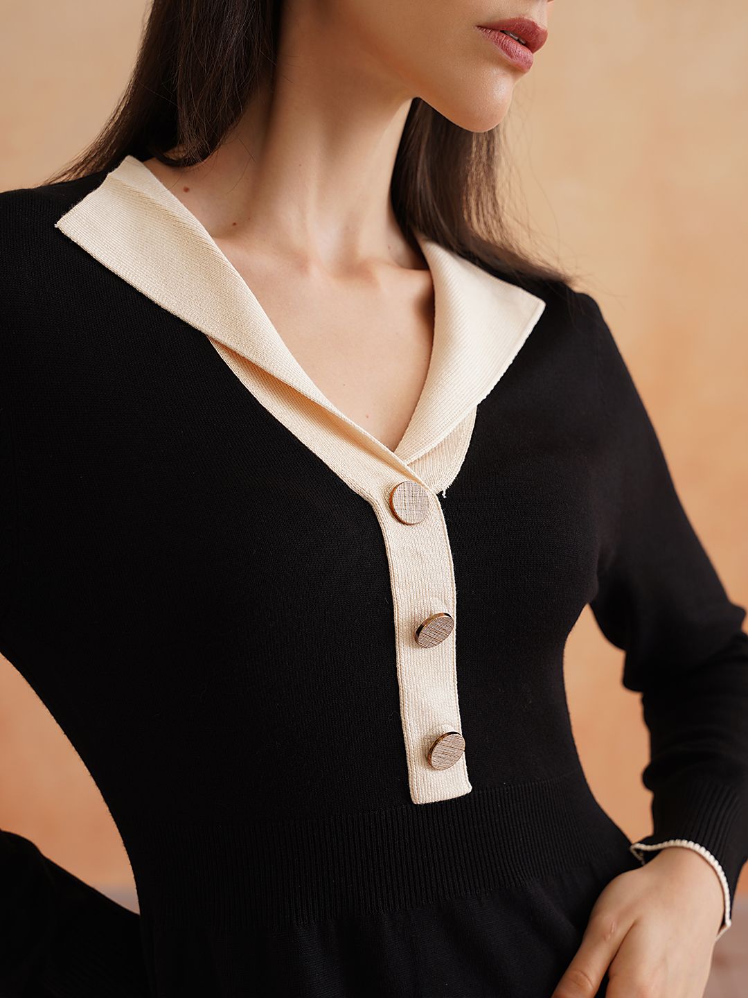Black A-line V-neck Dress Beatnik