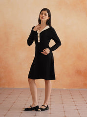 Black A-line V-neck Dress Beatnik