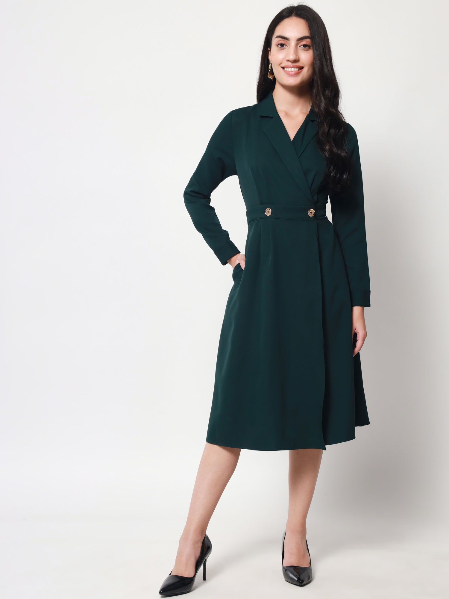 Fitted Lapel Collar Sophistication of Formal Blazer Dress Beatnik India