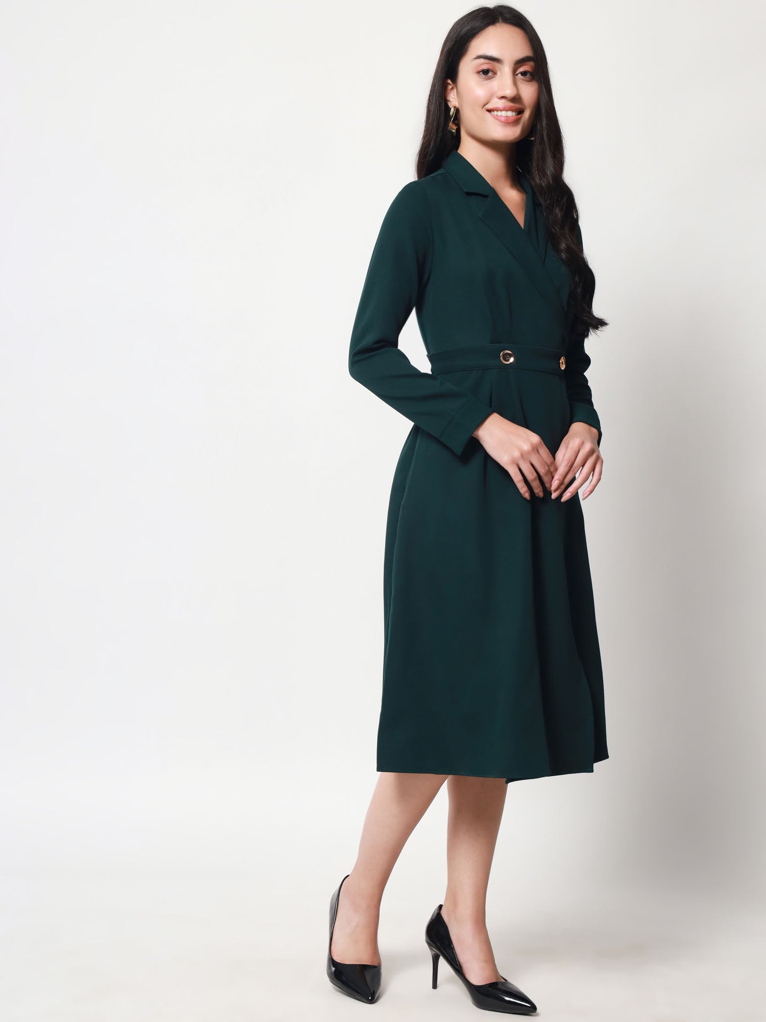 Fitted Lapel Collar Sophistication of Formal Blazer Dress Beatnik India