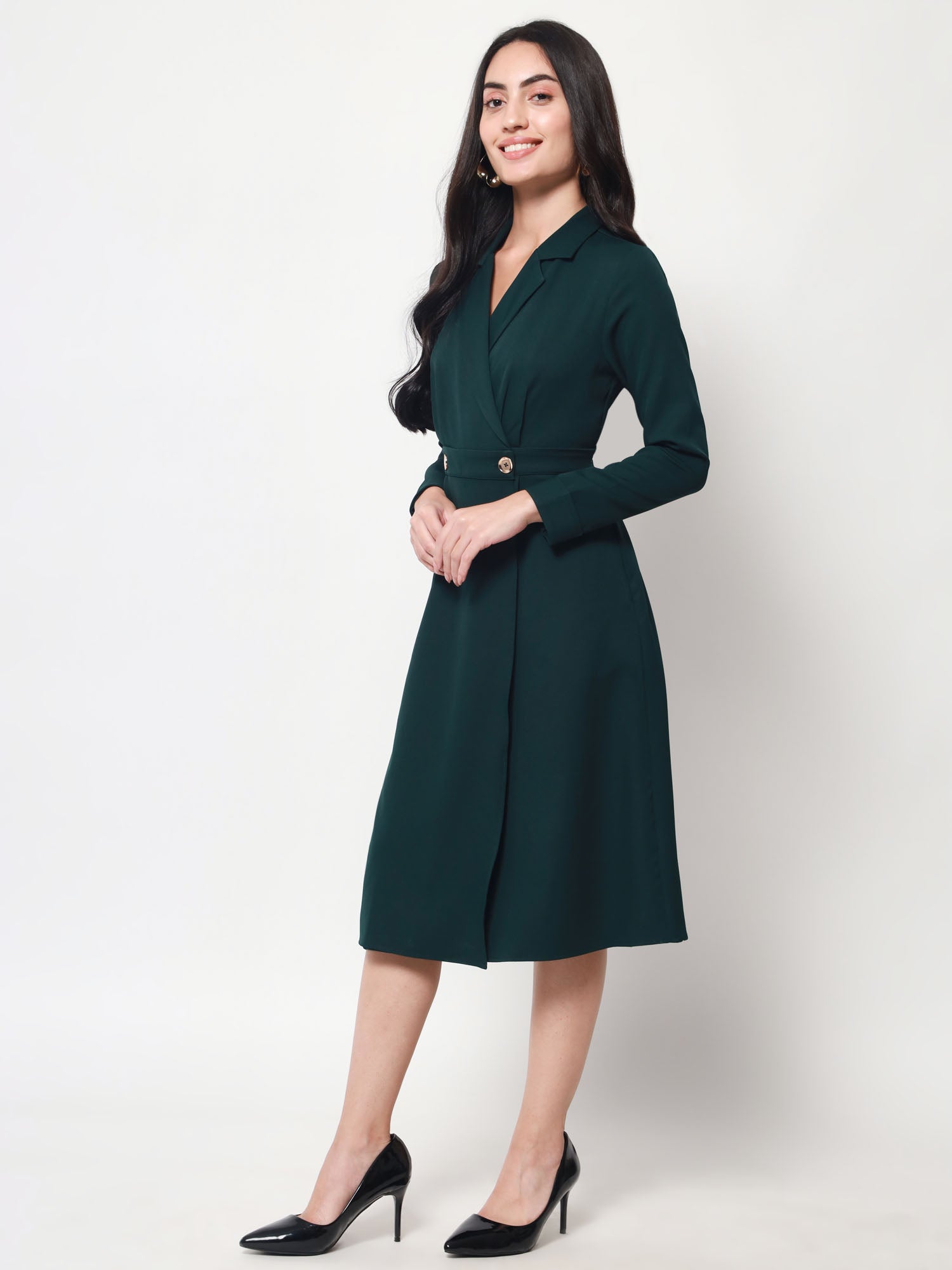 Fitted Lapel Collar Sophistication of Formal Blazer Dress Beatnik India