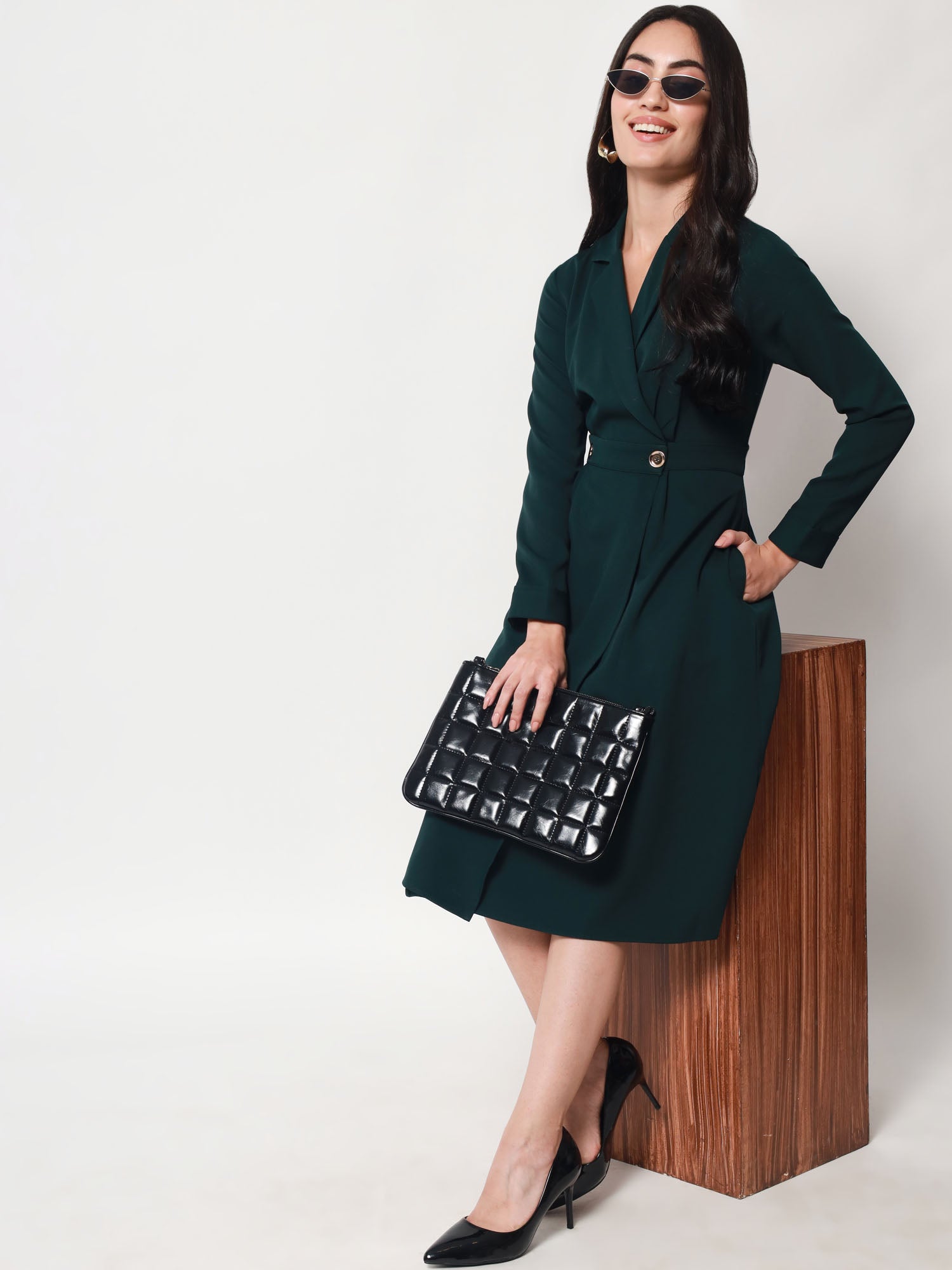 Fitted Lapel Collar Sophistication of Formal Blazer Dress Beatnik India