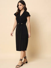 Beatnik Wrap Midi Solid Womens Dresses Beatnik India