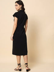 Beatnik Wrap Midi Solid Womens Dresses Beatnik India