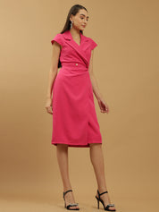 Beatnik Wrap Midi Solid Womens Dresses Beatnik India
