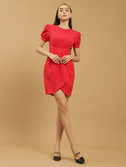 Beatnik Wrap Mini Solid Womens Dresses Beatnik India
