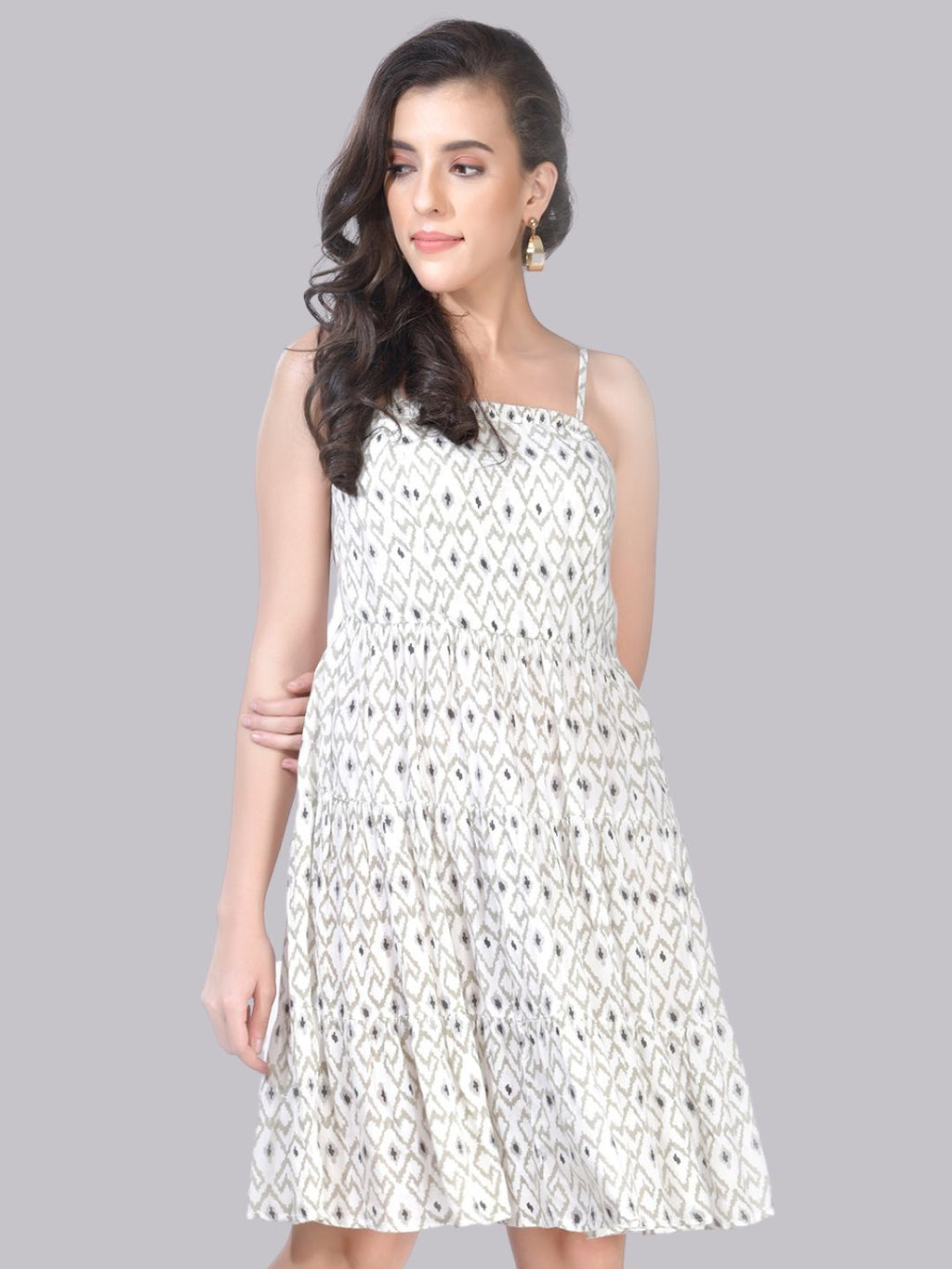 Beatnik Printed Casual Wear Sleeveless Skater Dresses Beatnik India