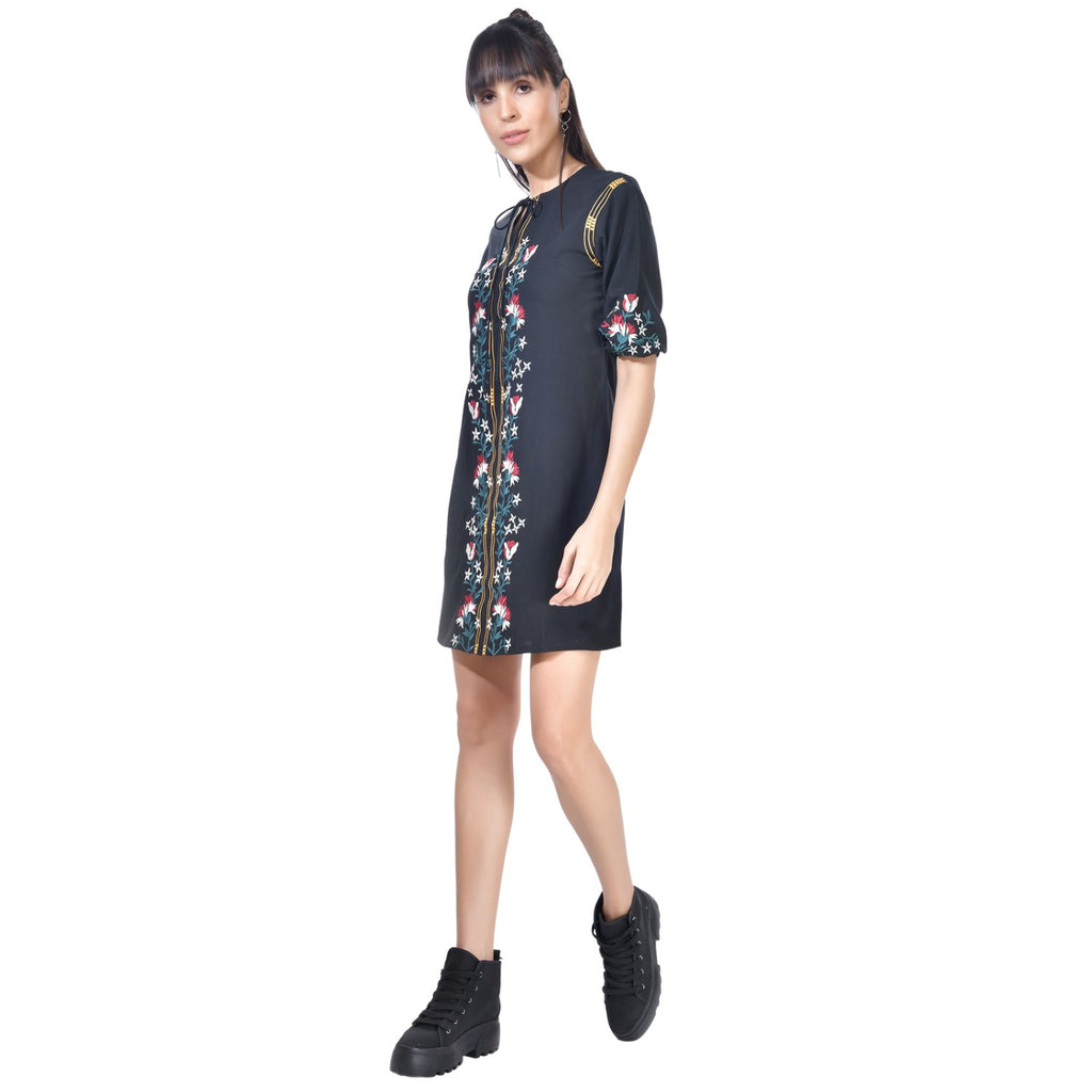 Beatnik Embroidered Casual Wear 3/4th Sleeve A-line Dresses Dresses Beatnik India