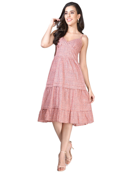 Beatnik Printed Casual Wear Sleeveless Sheath/Fit n Flare Dress Beatnik India