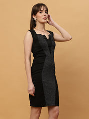 Beatnik Formal Wear V-neck Sleeveless Black Bodycon Dress Beatnik India