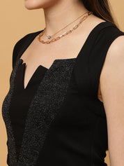 Beatnik Formal Wear V-neck Sleeveless Black Bodycon Dress Beatnik India