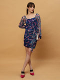 Empire Waist Floral Print Georgette Dress with Puff Sleeve Beatnik India