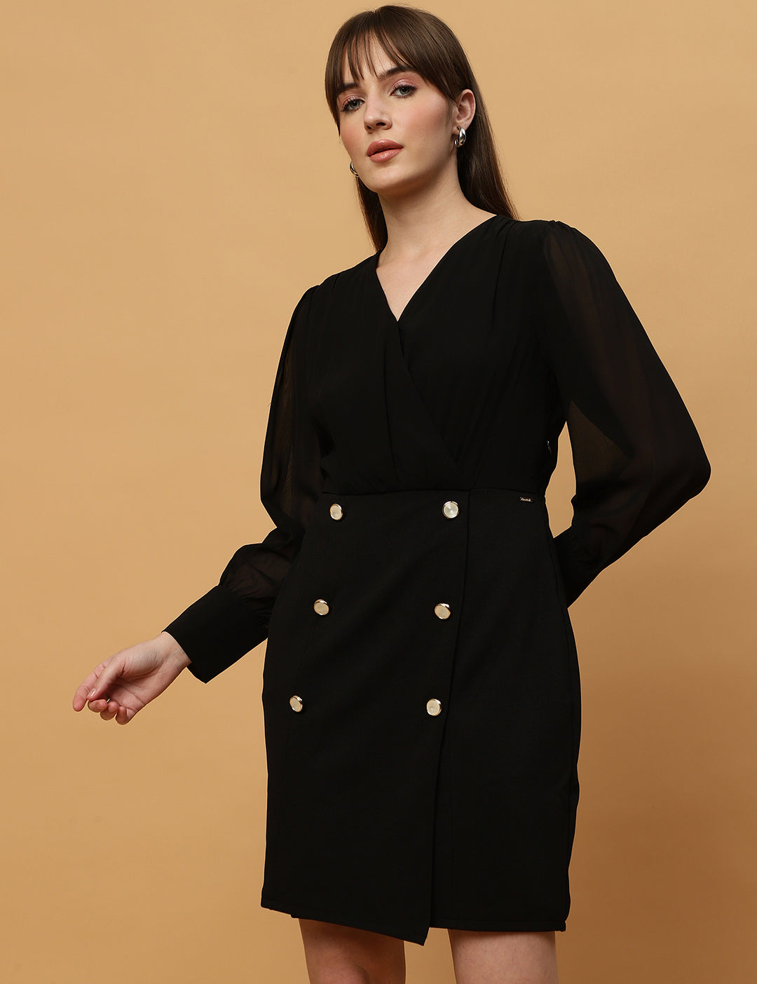 Beatnik V-neck Bishop Sleeves Dres Beatnik India