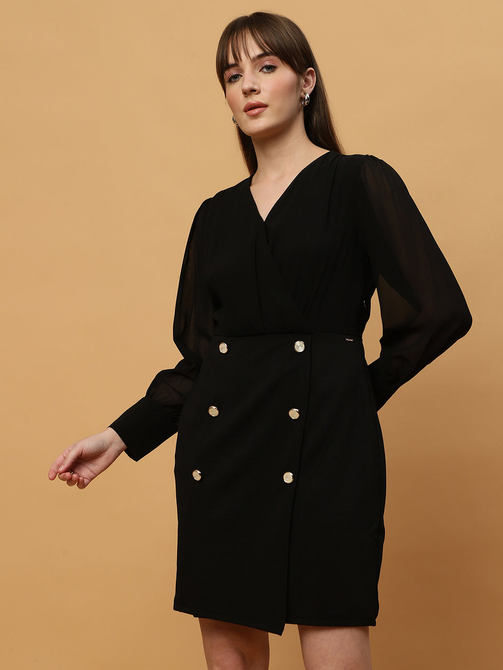 Beatnik V-neck Bishop Sleeves Dres Beatnik India