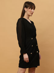 Beatnik V-neck Bishop Sleeves Dres Beatnik India