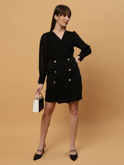 Beatnik V-neck Bishop Sleeves Dres Beatnik India