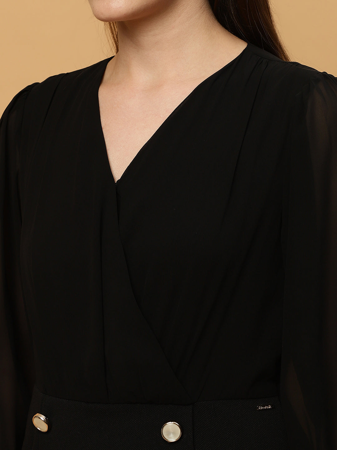 Beatnik V-neck Bishop Sleeves Dres Beatnik India