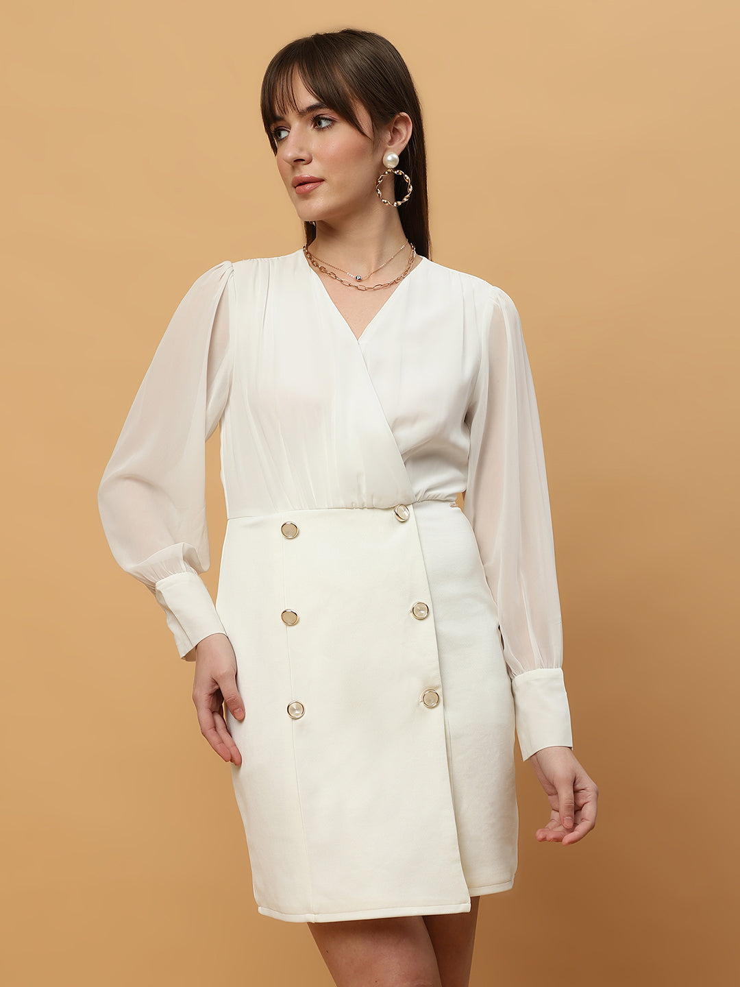 Beatnik V-neck Bishop Sleeves Dres Beatnik India