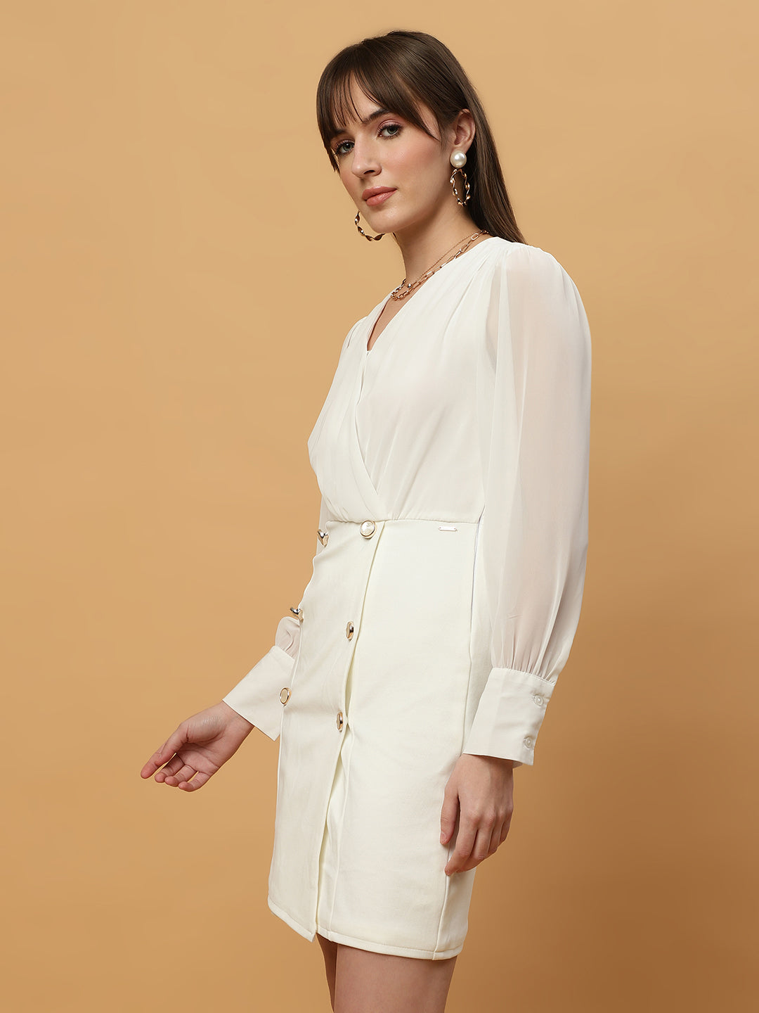 Beatnik V-neck Bishop Sleeves Dres Beatnik India