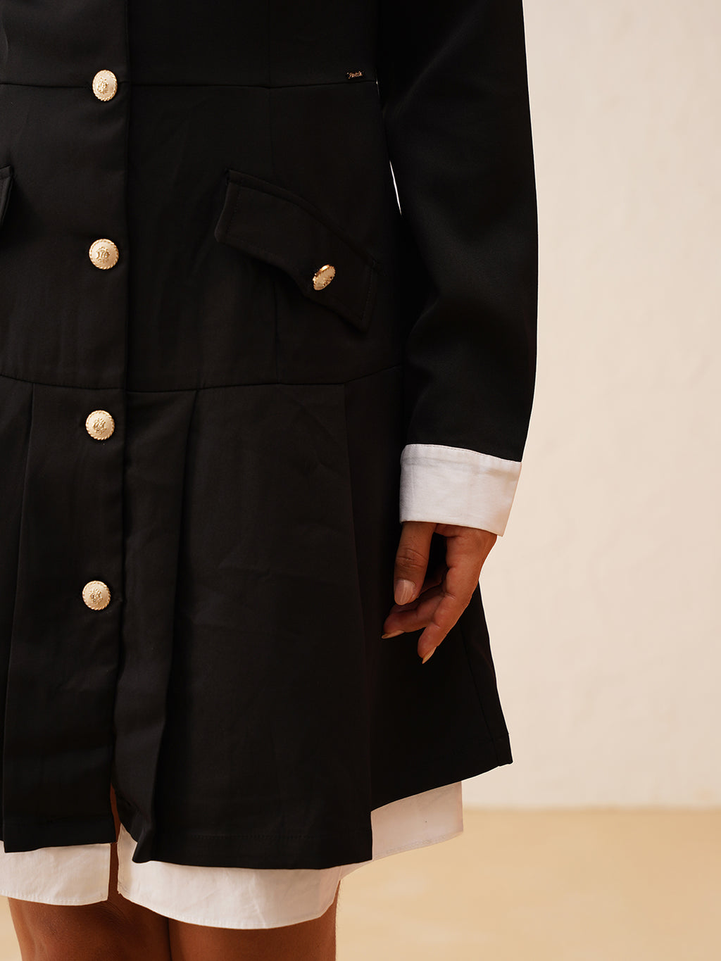 High Neck Full & Ruffled Sleeve Front Buttons Dress Beatnik India