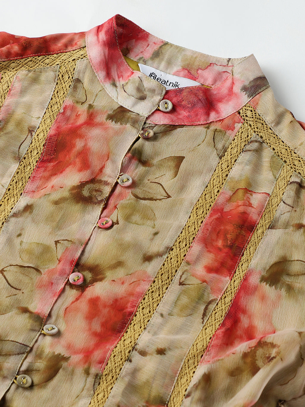 Beatnik Chiffon Floral Printed Bishop Sleeve Dress Beatnik India