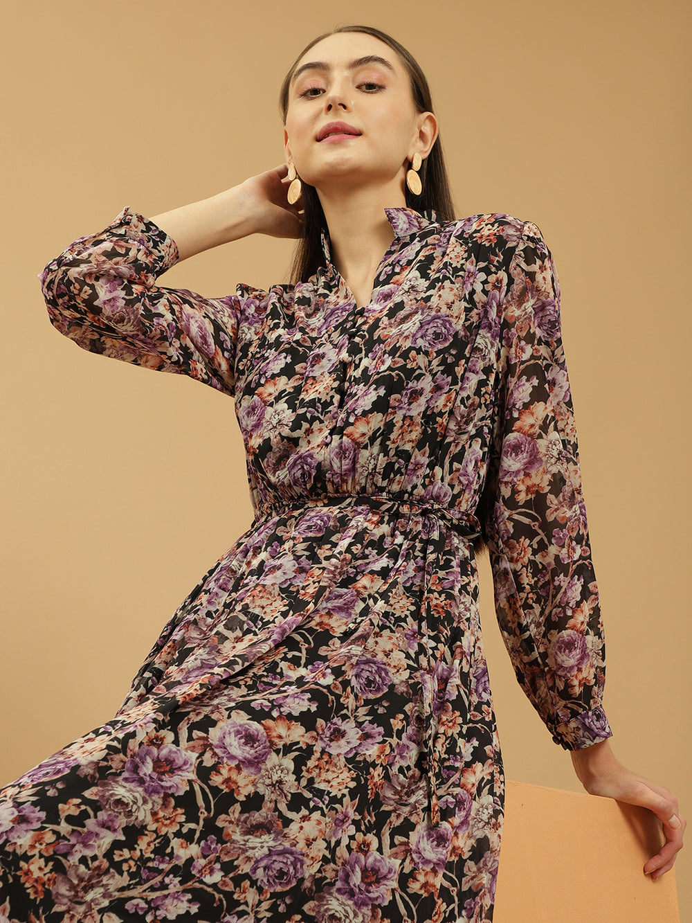 Eva Peasant Style Printed Maxi Dress Beatnik India