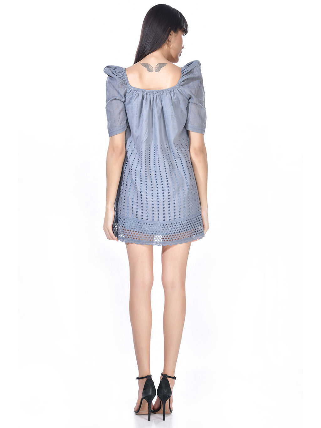 Beatnik Cotton Round Neck Grey Womens Dresses