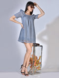 Beatnik Cotton Round Neck Grey Womens Dresses Beatnik India