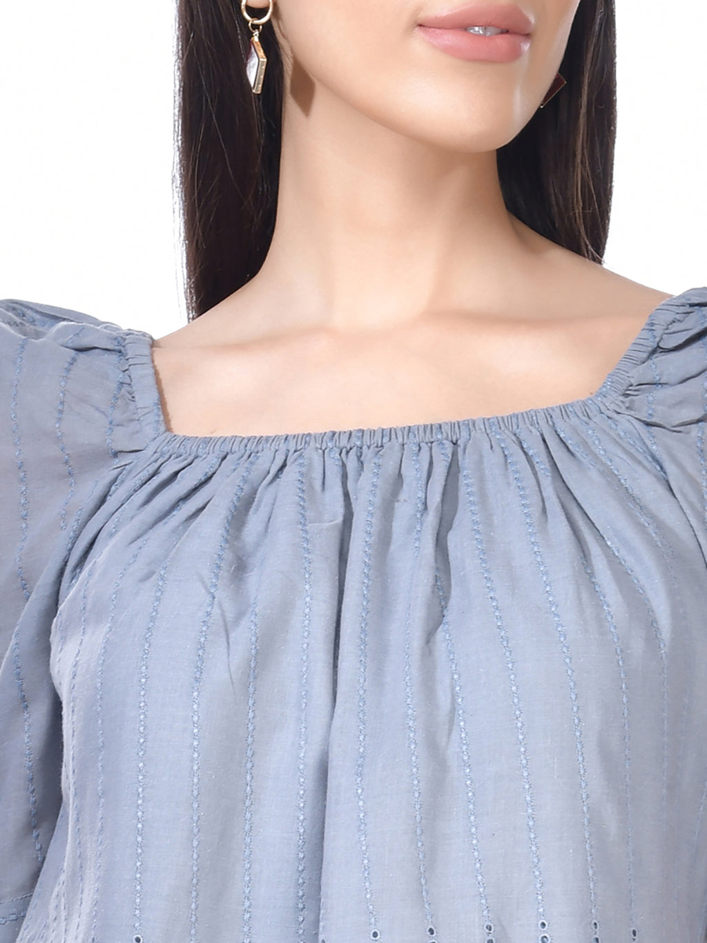 Beatnik Cotton Round Neck Grey Womens Dresses
