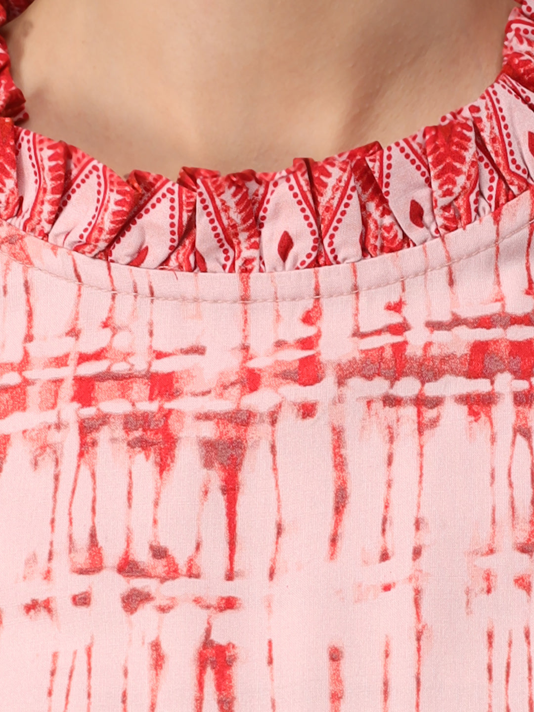 Beatnik Cotton Blend Round Neck Pink Womens Dresses Beatnik India