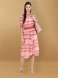 Beatnik Cotton Blend Round Neck Pink Womens Dresses Beatnik India
