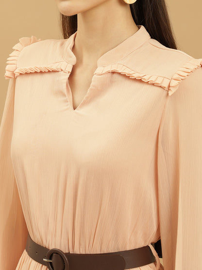 Frill Detail with Belt Peasant Maxi Dress Beatnik India