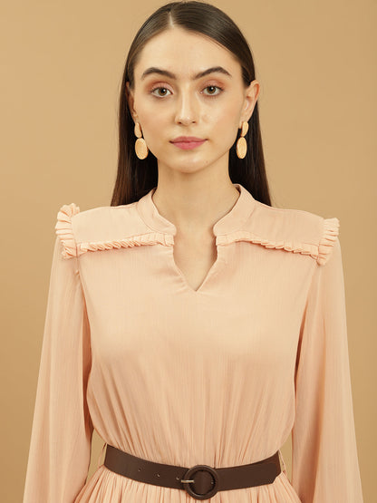Frill Detail with Belt Peasant Maxi Dress Beatnik India