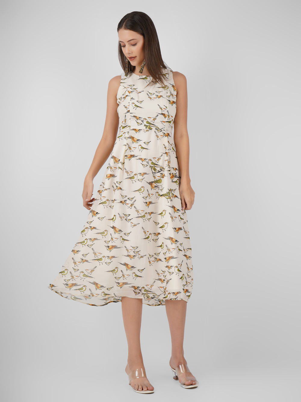 Chic Georgette for Summer Casual Wear with Elegant Women Midi Dress Beatnik India