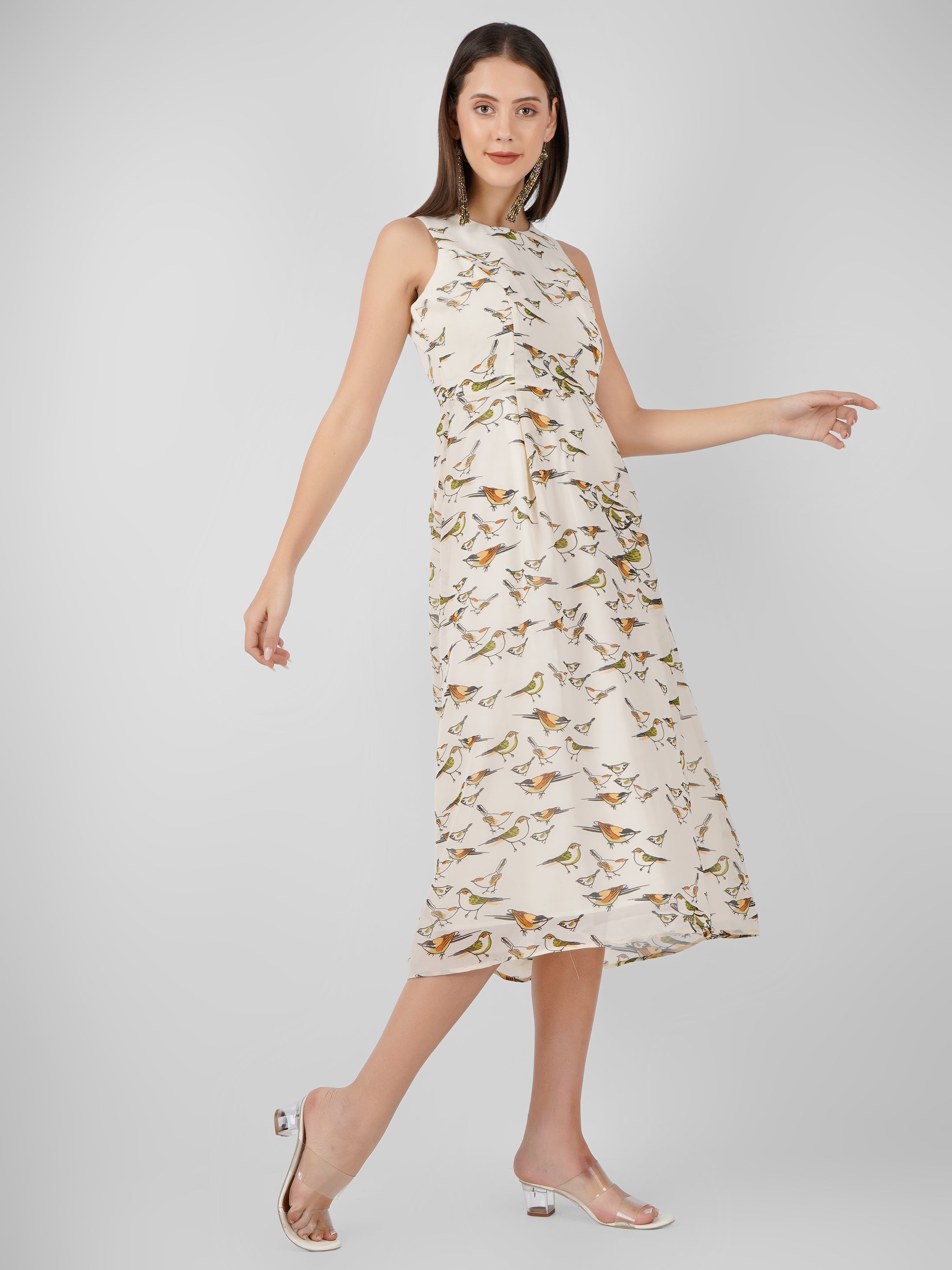 Chic Georgette for Summer Casual Wear with Elegant Women Midi Dress Beatnik India