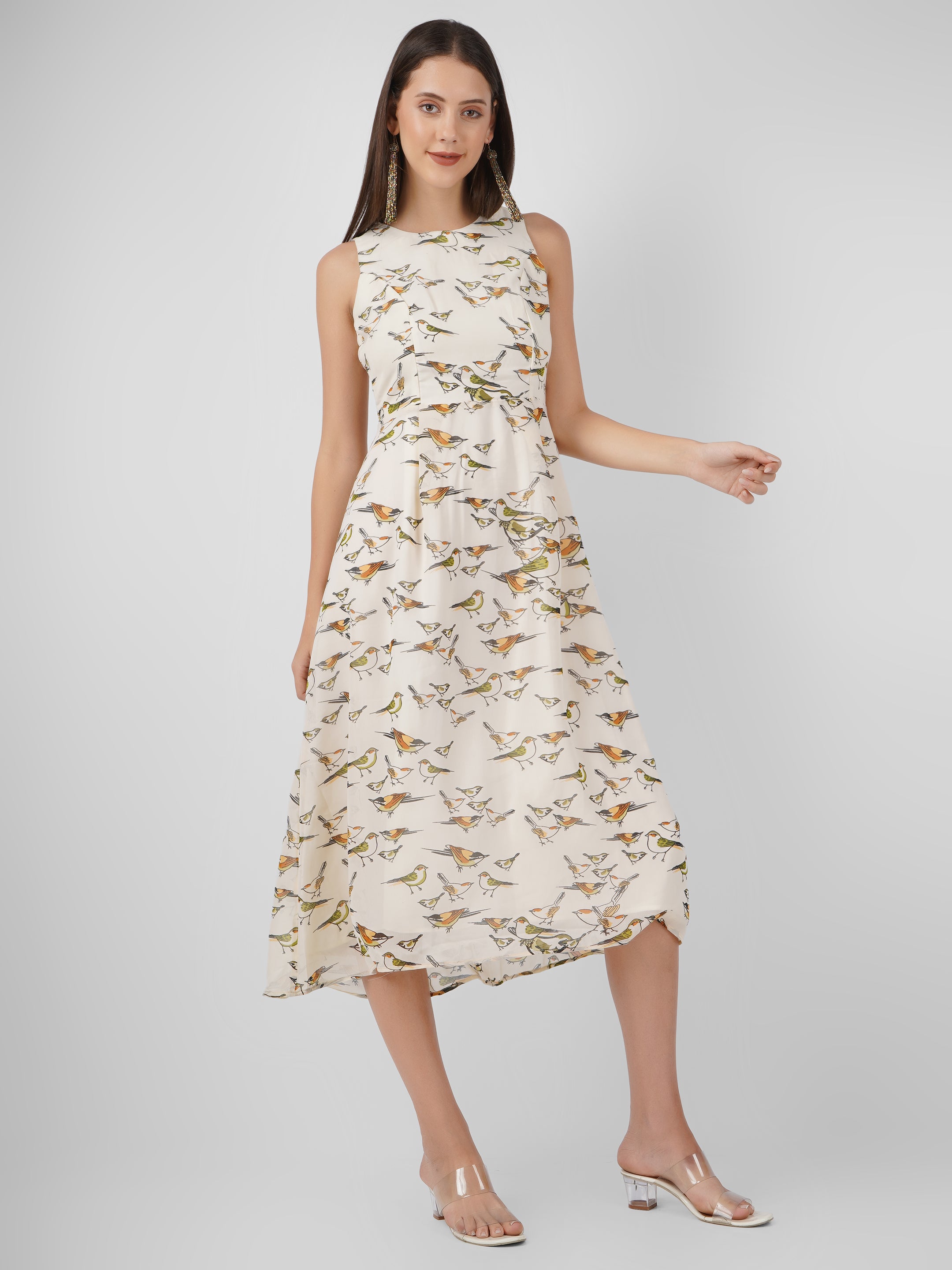 Chic Georgette for Summer Casual Wear with Elegant Women Midi Dress Beatnik India