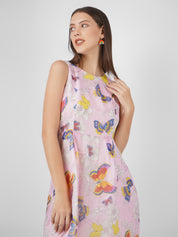 Chic Fit n Flare Chiffon with Figure Print Women Midi Dress Beatnik India