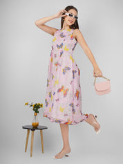 Chic Fit n Flare Chiffon with Figure Print Women Midi Dress Beatnik India