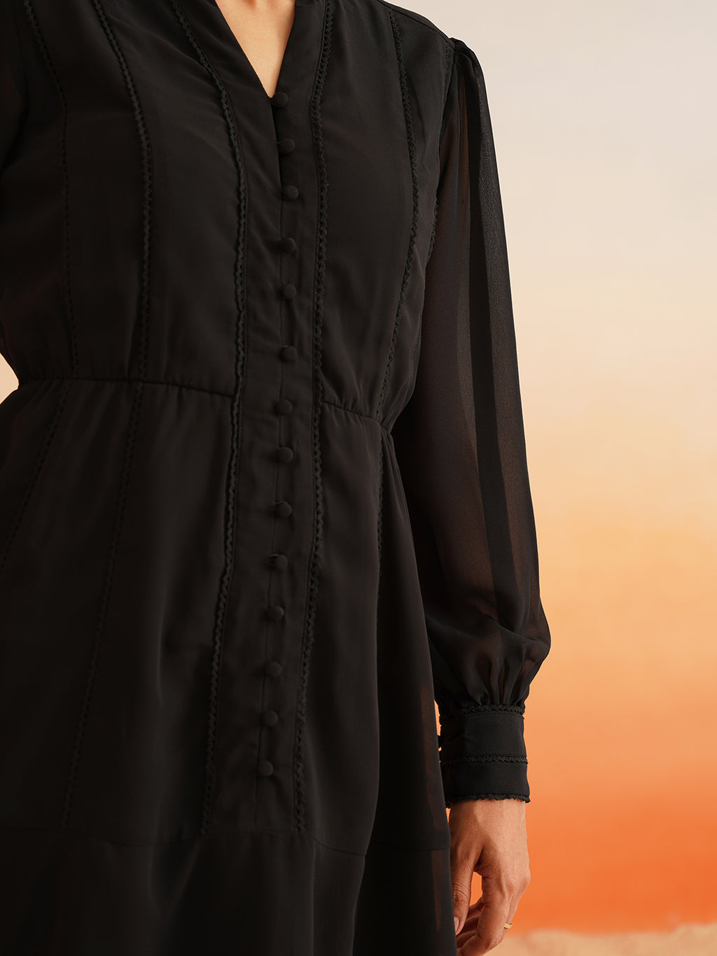 Chic Autumn Georgette Blouson Dress – Effortless Casual Elegance Beatnik